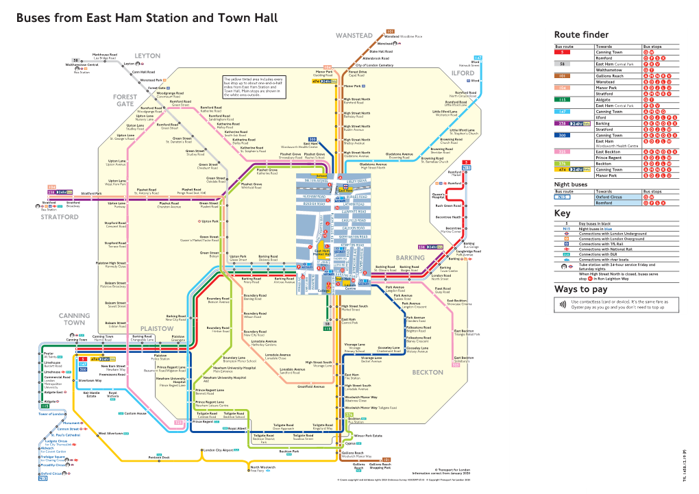 Buses from East Ham Station and Town Hall