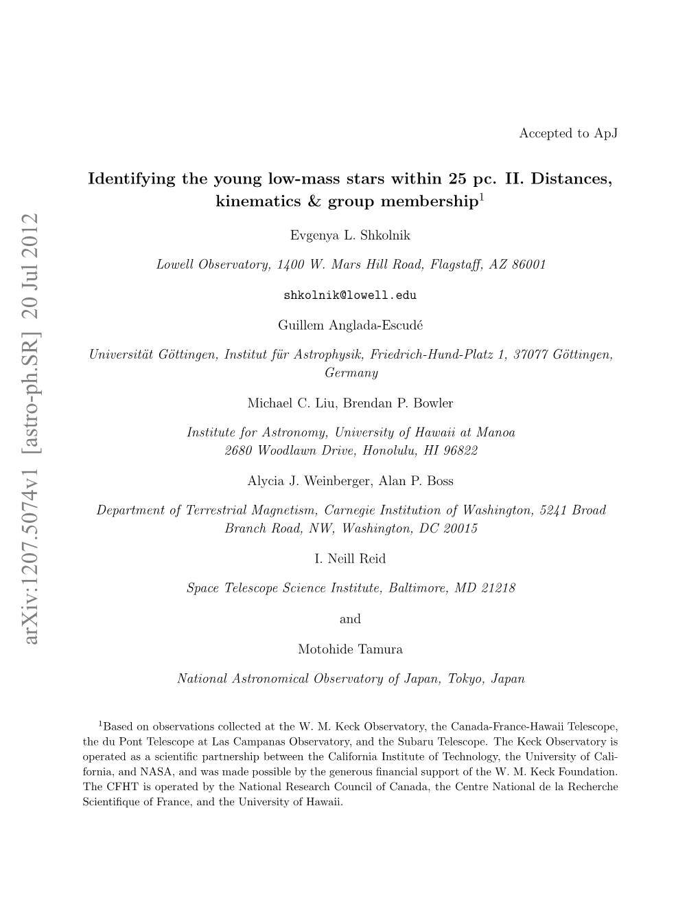 Identifying the Young Low-Mass Stars Within 25 Pc. II. Distances, Kinematics and Group Membership