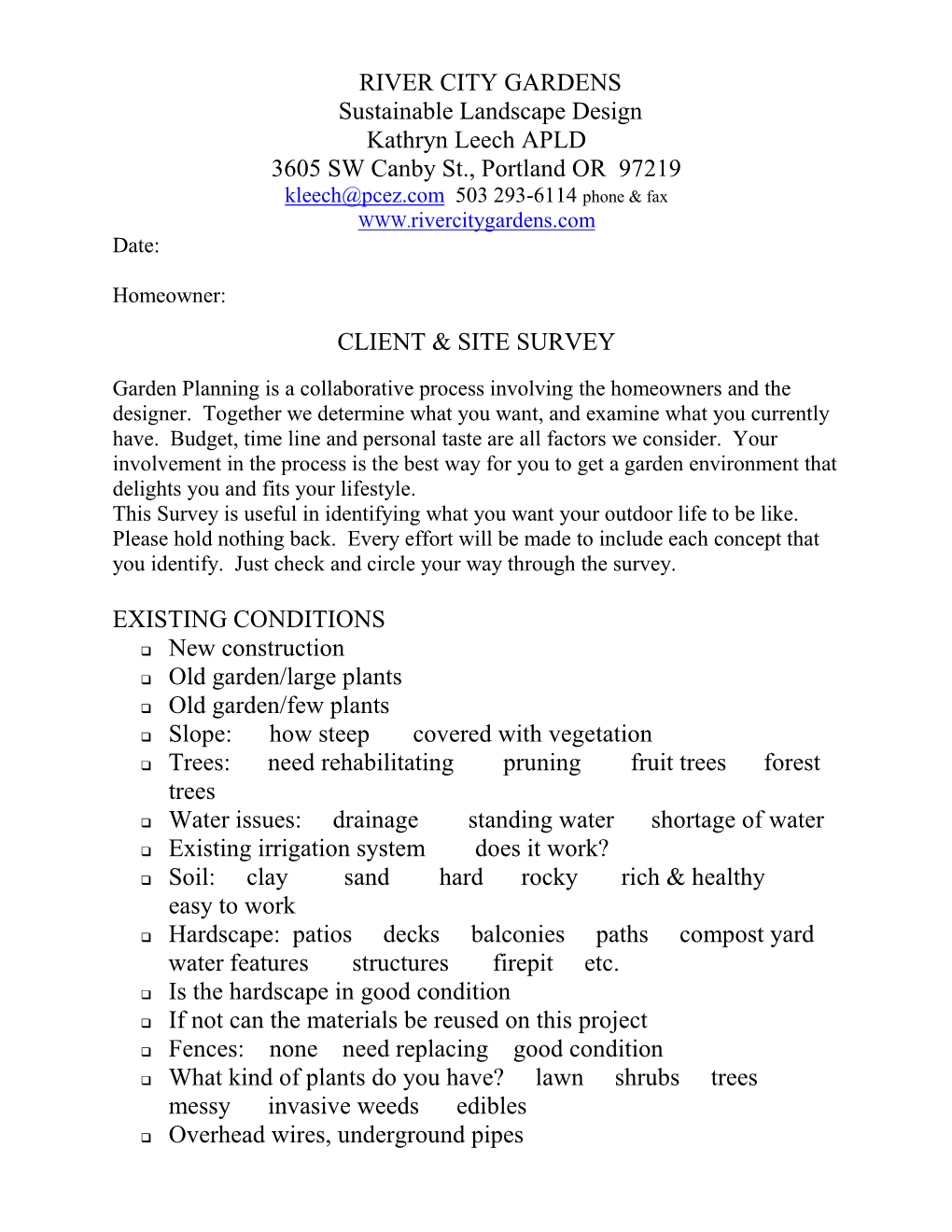 Client & Site Survey