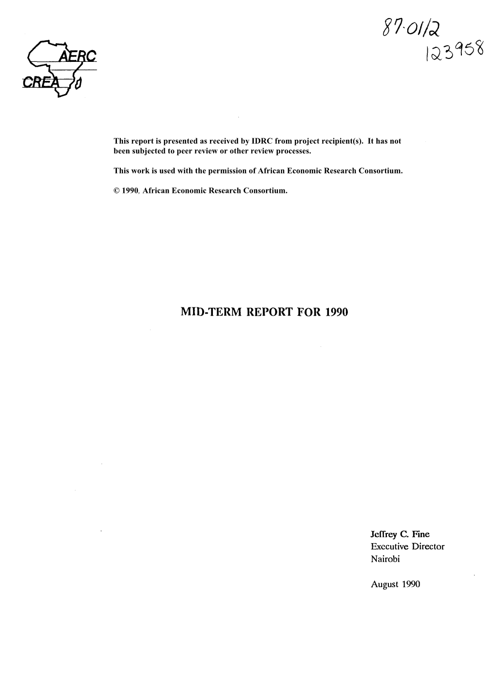 Mid-Term Report for 1990