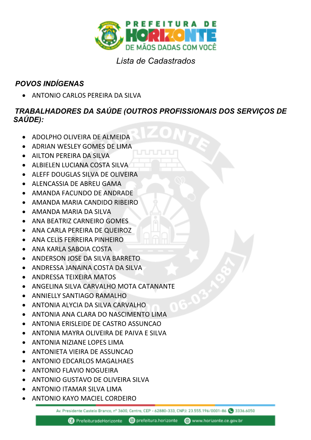 Lista De Cadastrados