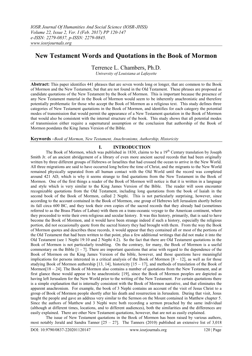 New Testament Words and Quotations in the Book of Mormon