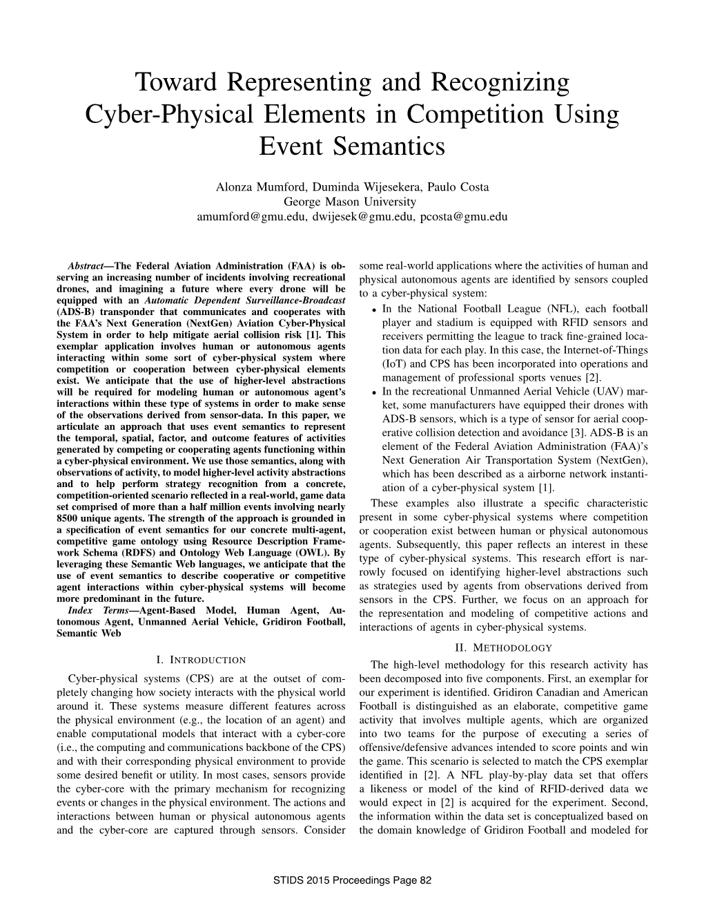 Toward Representing and Recognizing Cyber-Physical Elements in Competition Using Event Semantics