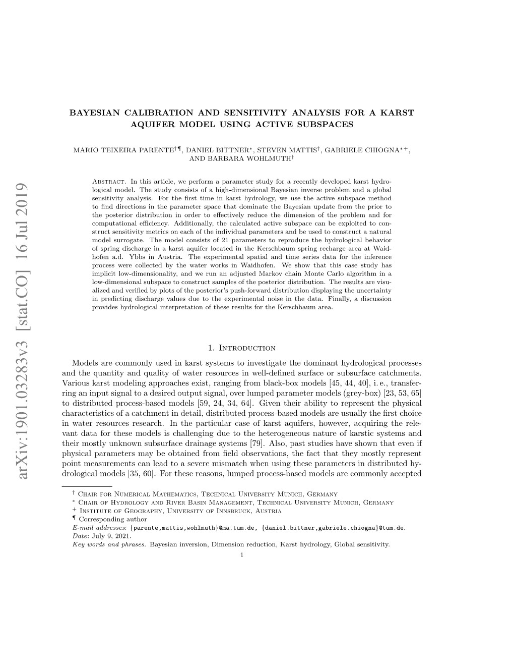 Arxiv:1901.03283V3 [Stat.CO] 16 Jul 2019