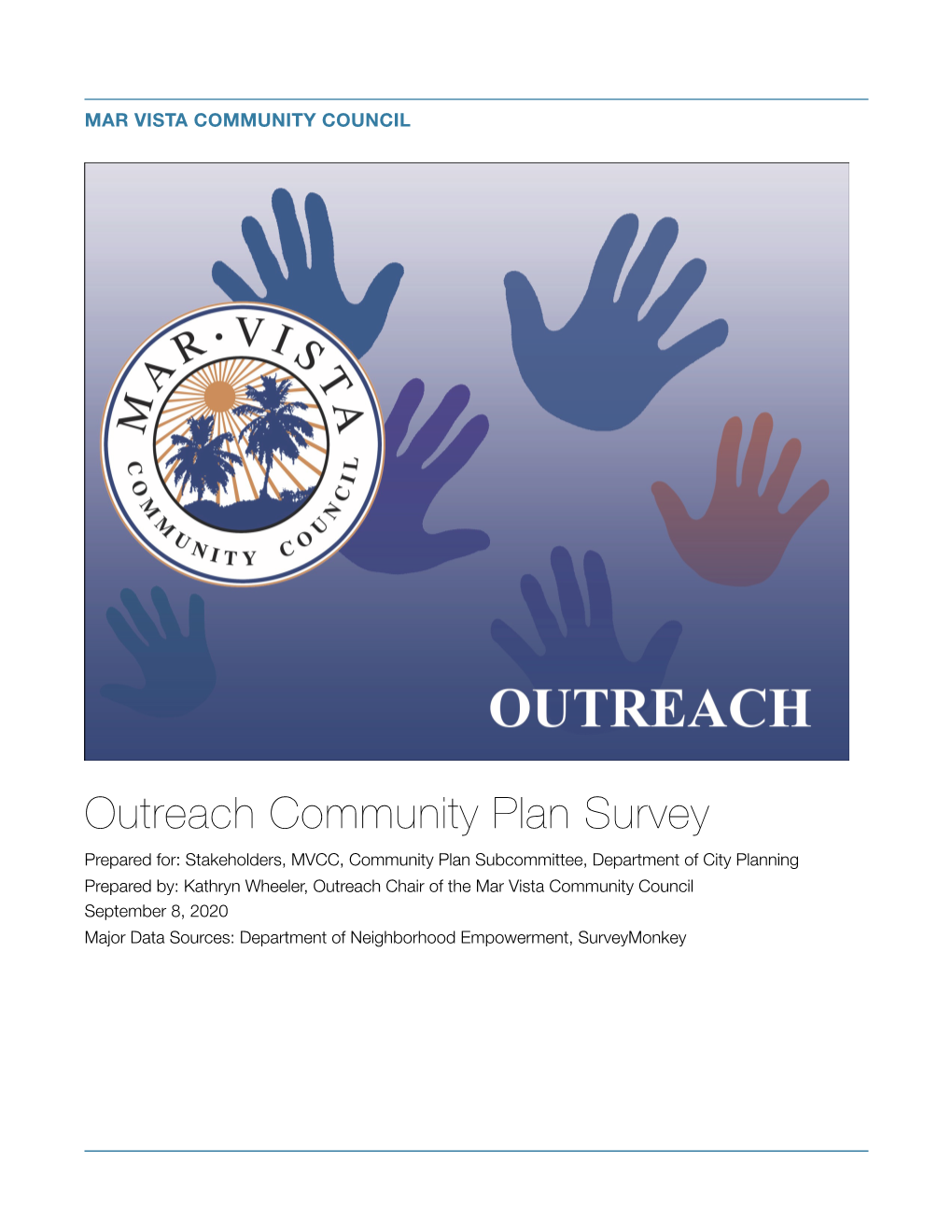 Outreach Community Plan Survey, September 8, 2020