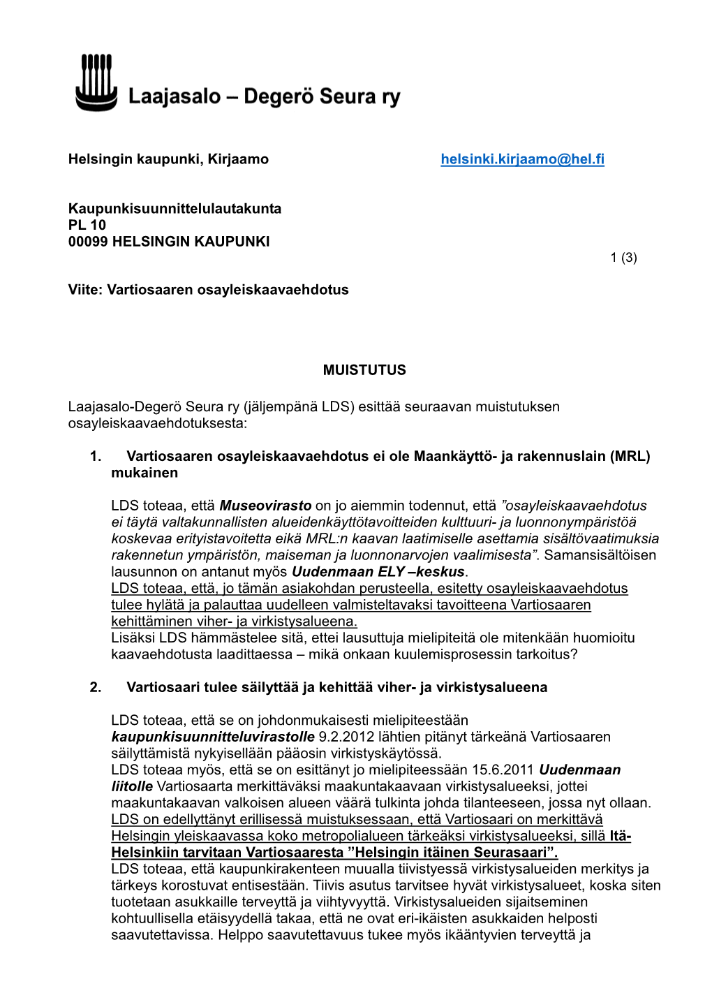 Muistutus LDS Vartiosaari 29.1.16.Pdf