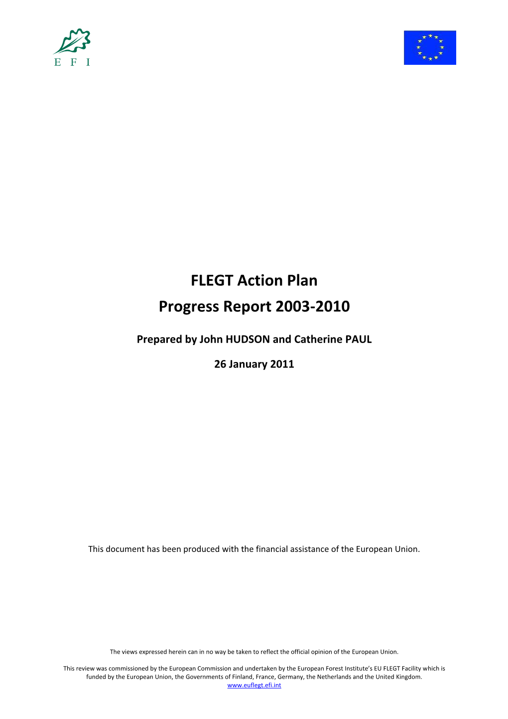 FLEGT Action Plan Progress Report 2003-2010