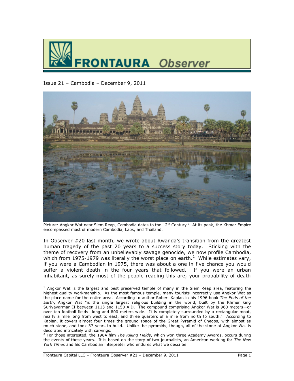 Issue 21 – Cambodia – December 9, 2011