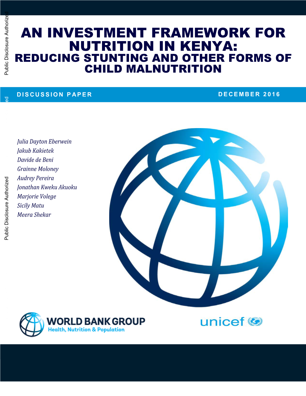 An Investment Framework for Nutrition in Kenya: Reducing Stunting and Other Forms Of