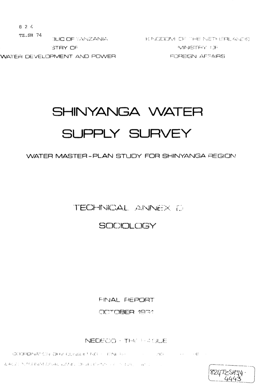 Shinyanga Water Supply Survey