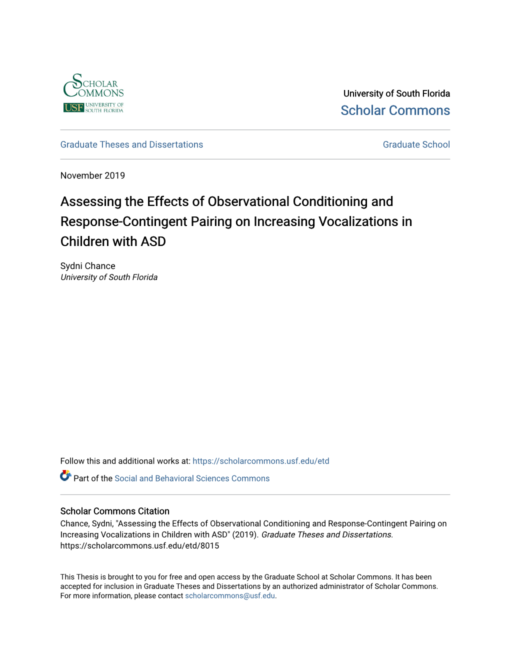 Assessing the Effects of Observational Conditioning and Response-Contingent Pairing on Increasing Vocalizations in Children with ASD