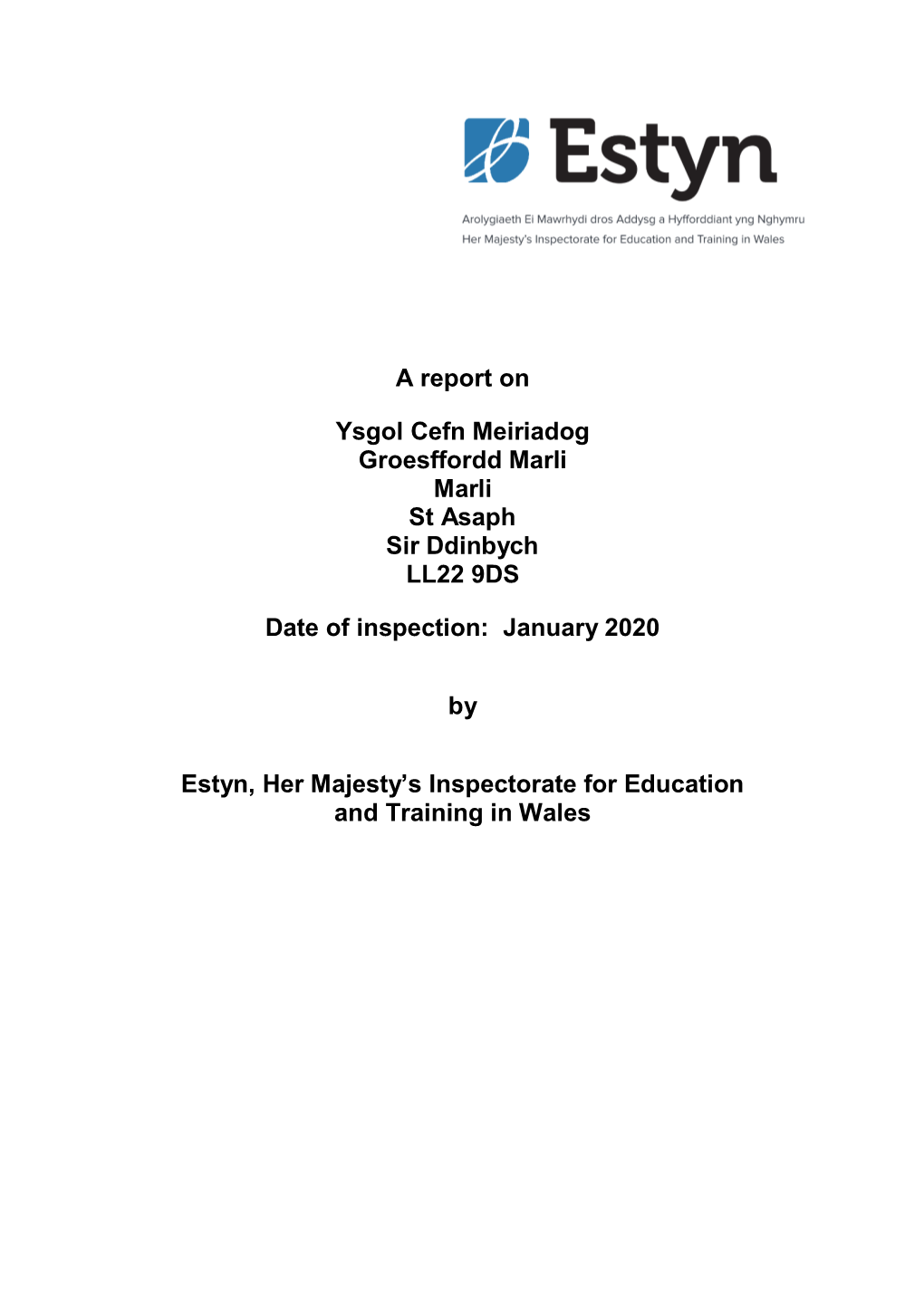 Inspection Report Ysgol Cefn Meiriadog 2020