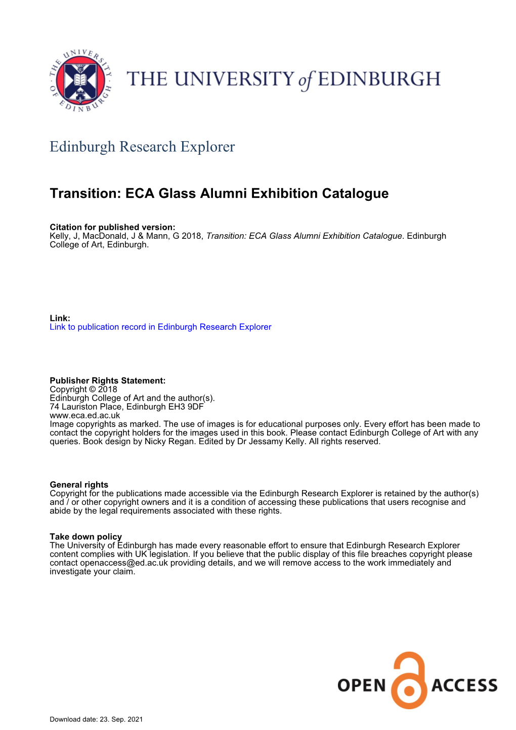 Transition: ECA Glass Alumni Exhibition Catalogue