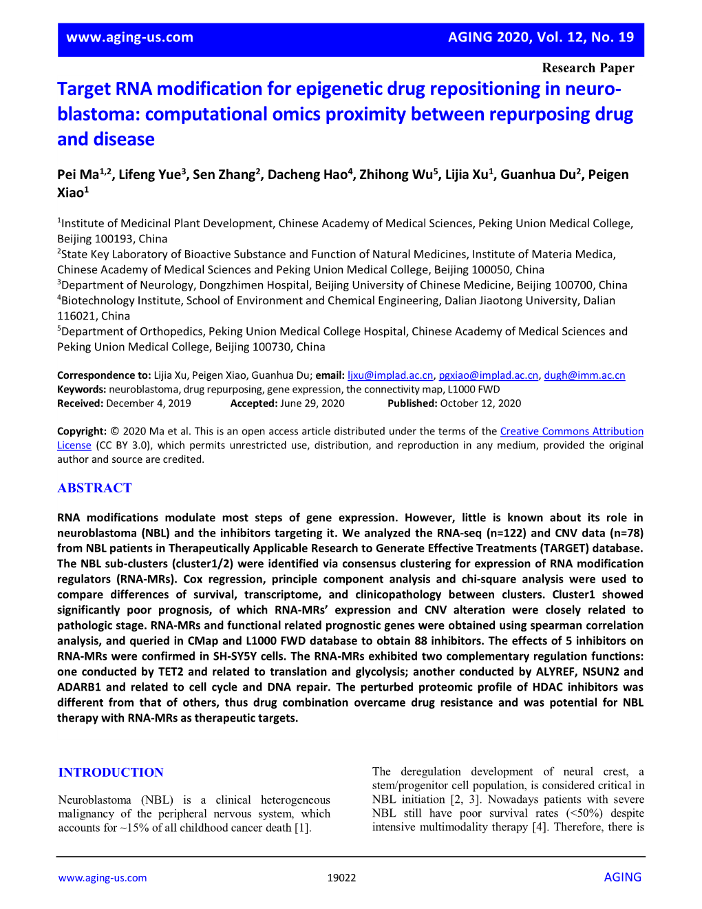 Target RNA Modification for Epigenetic Drug Repositioning in Neuro- Blastoma: Computational Omics Proximity Between Repurposing Drug and Disease