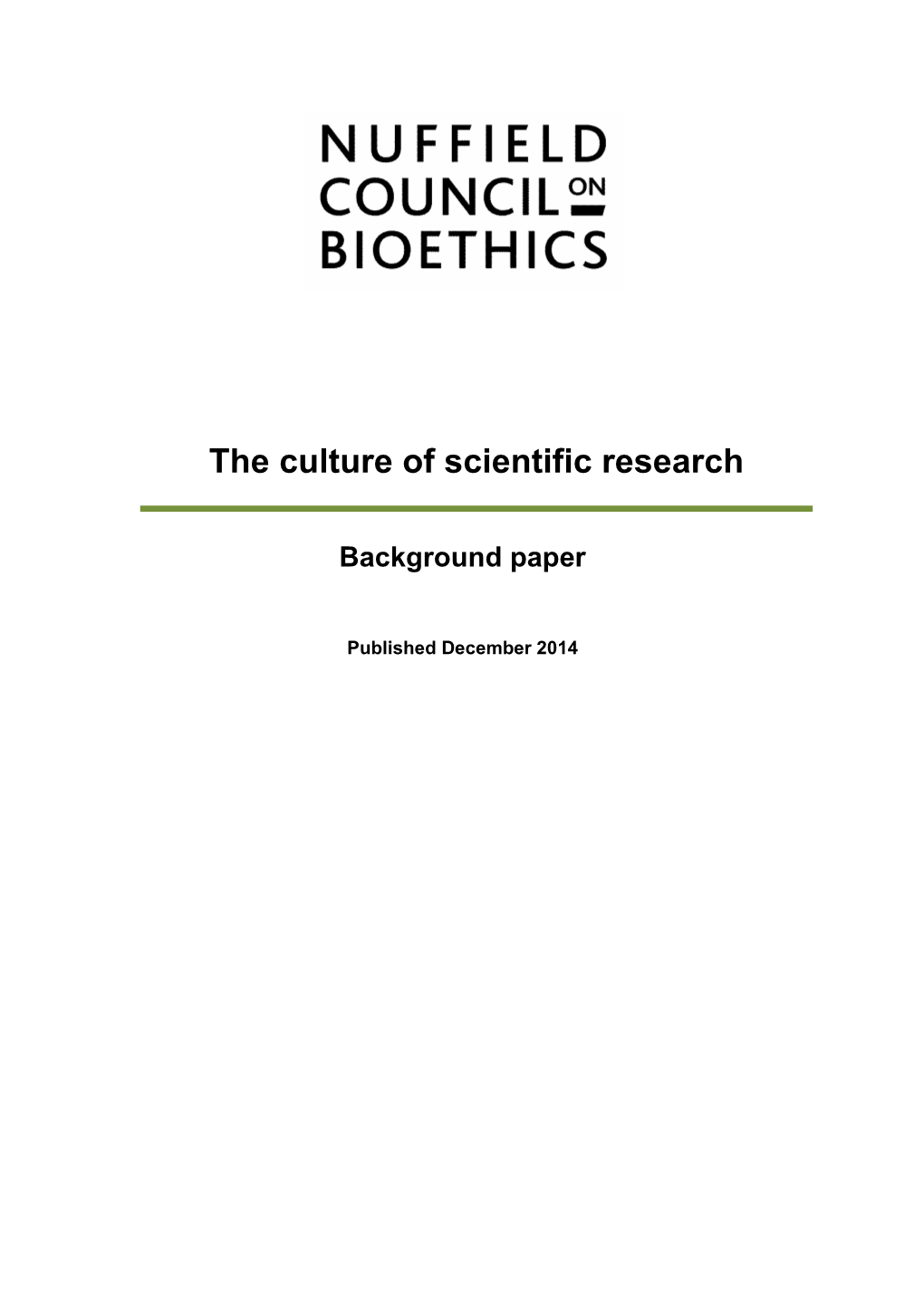 NUFFIELD COUNCIL on BIOETHICS Council (06) 01