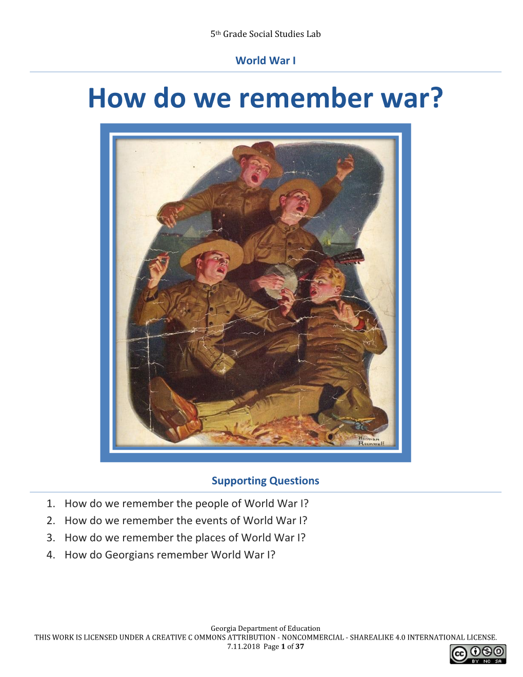 World War I How Do We Remember War?