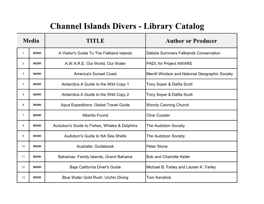 Channel Islands Divers Club Library