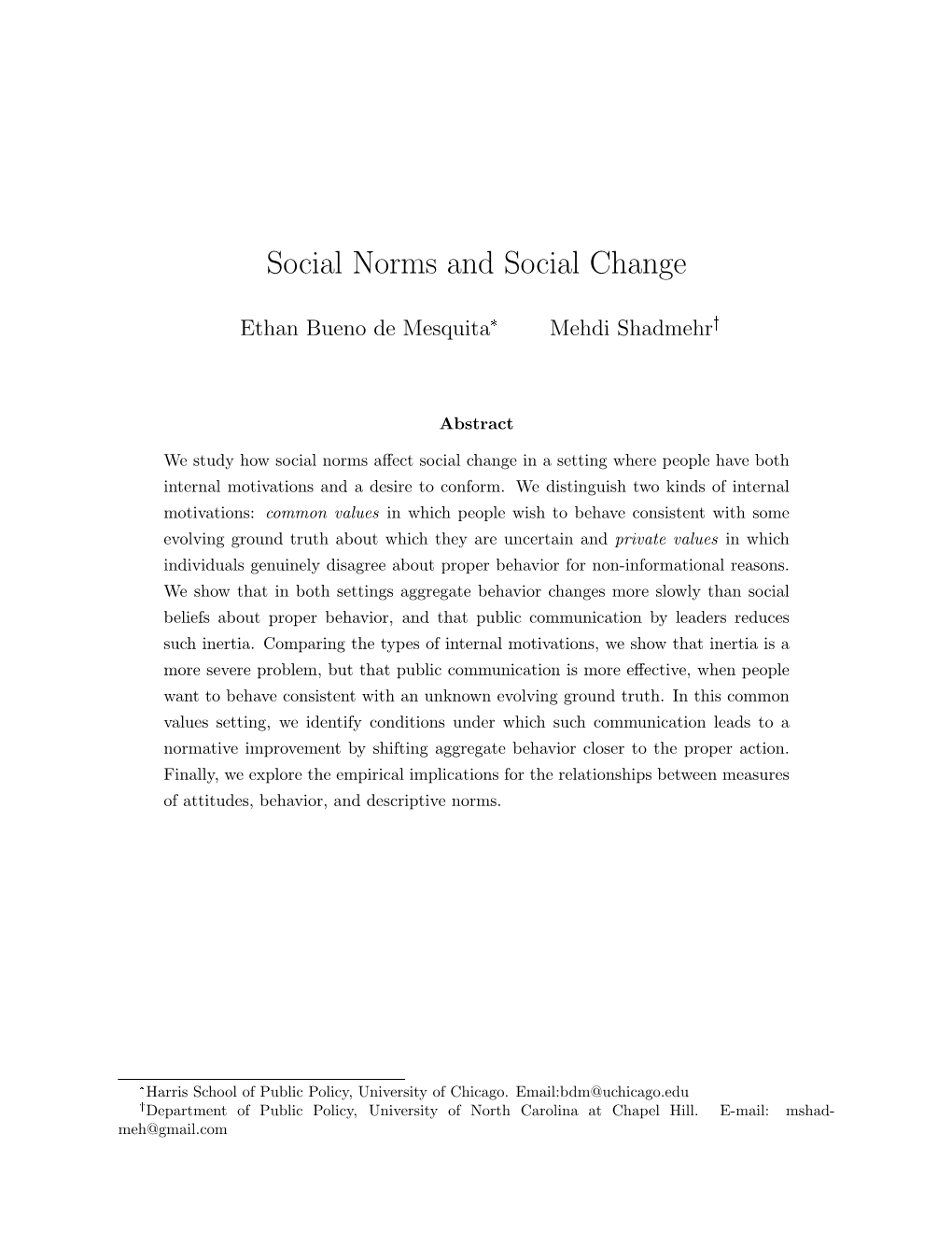 Social Norms and Social Change