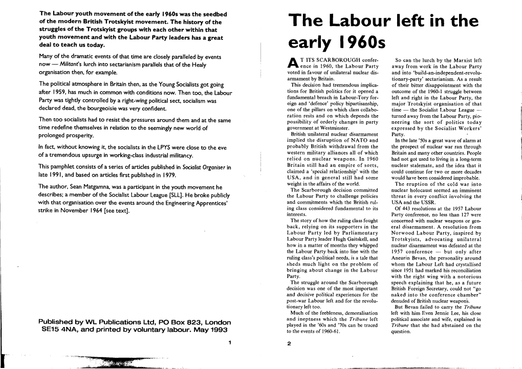 The Labour Left in the Early 1960S