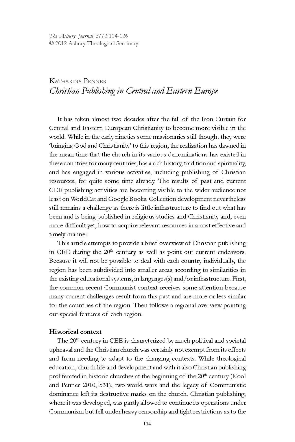 Christian Publishing in Central and Eastern Europe