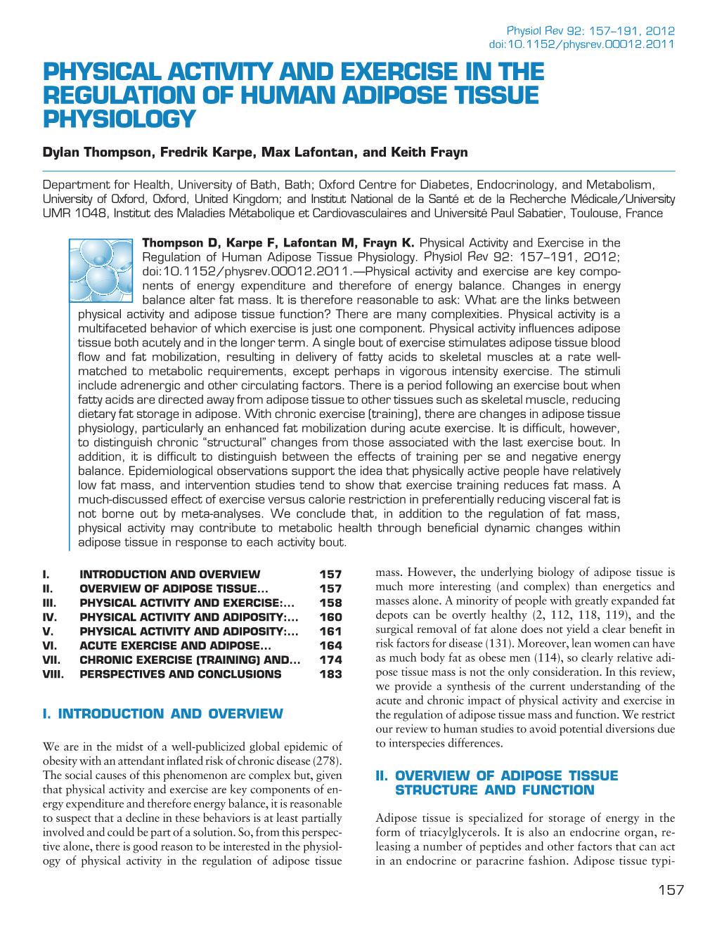 Physical Activity and Exercise in the Regulation of Human Adipose Tissue Physiology