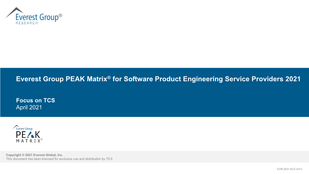 Everest Group PEAK Matrix® for Software Product Engineering Service Providers 2021