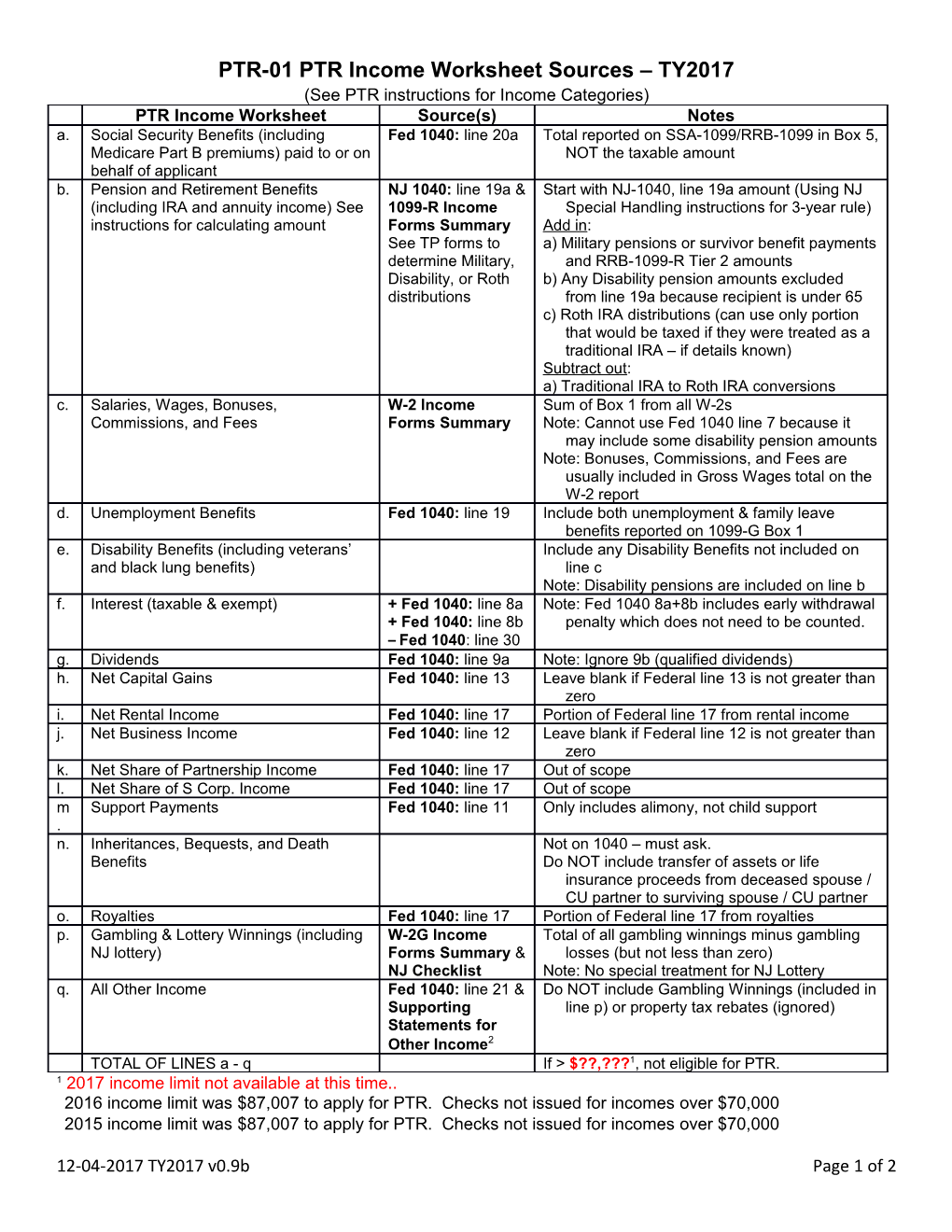 See PTR Instructions for Income Categories