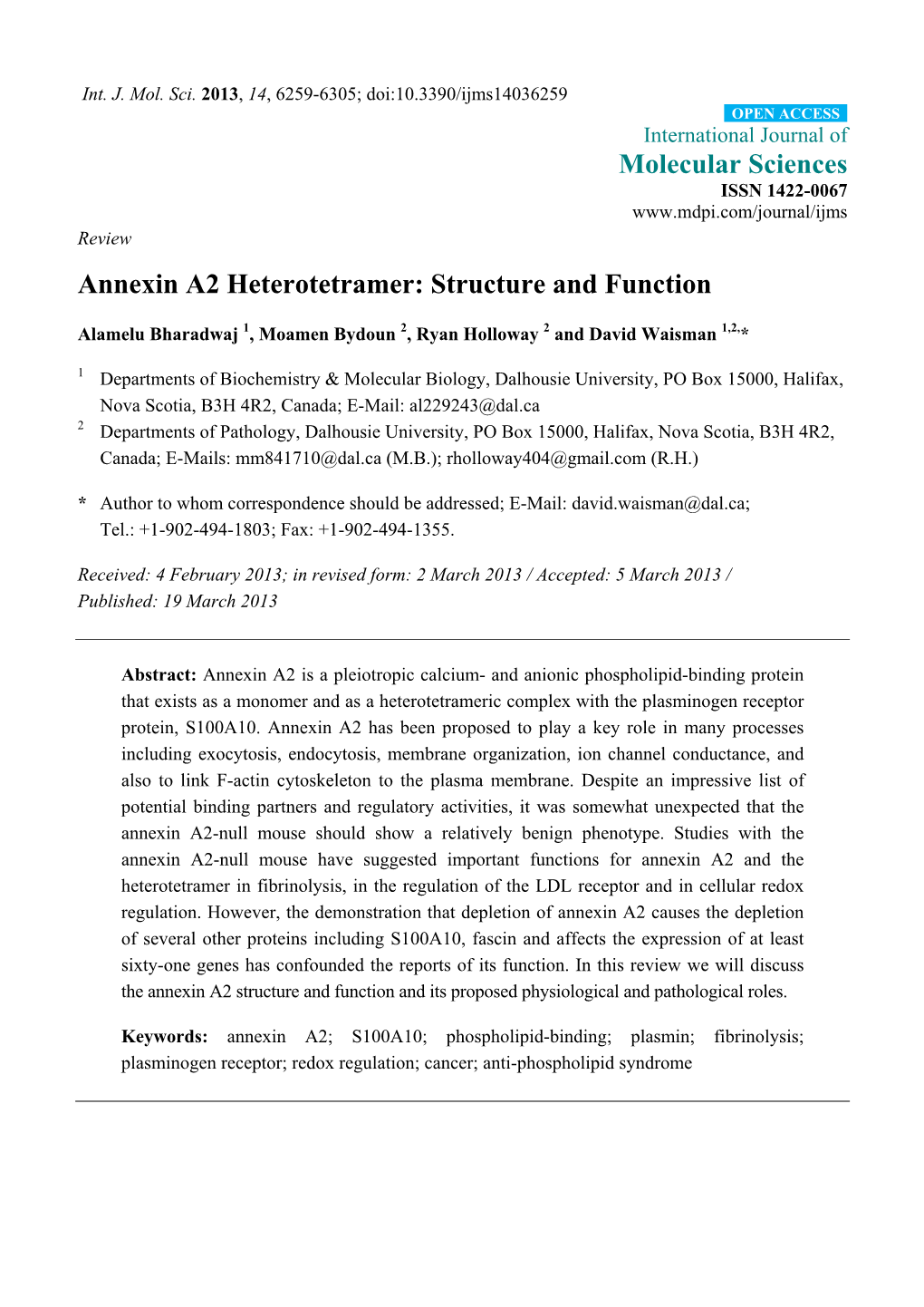 Annexin A2 Heterotetramer: Structure and Function