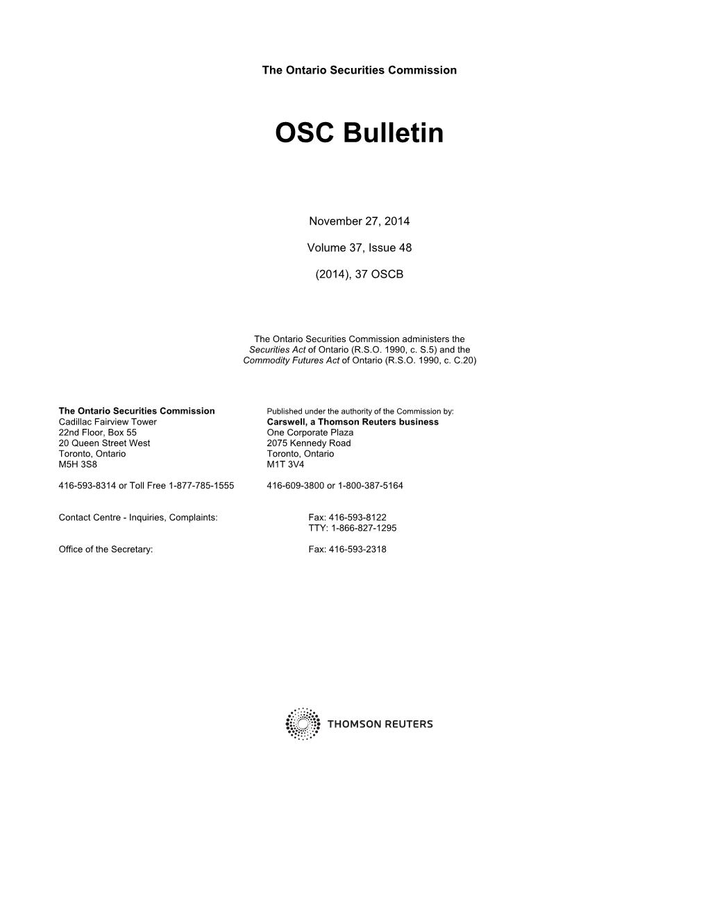 OSC Bulletin