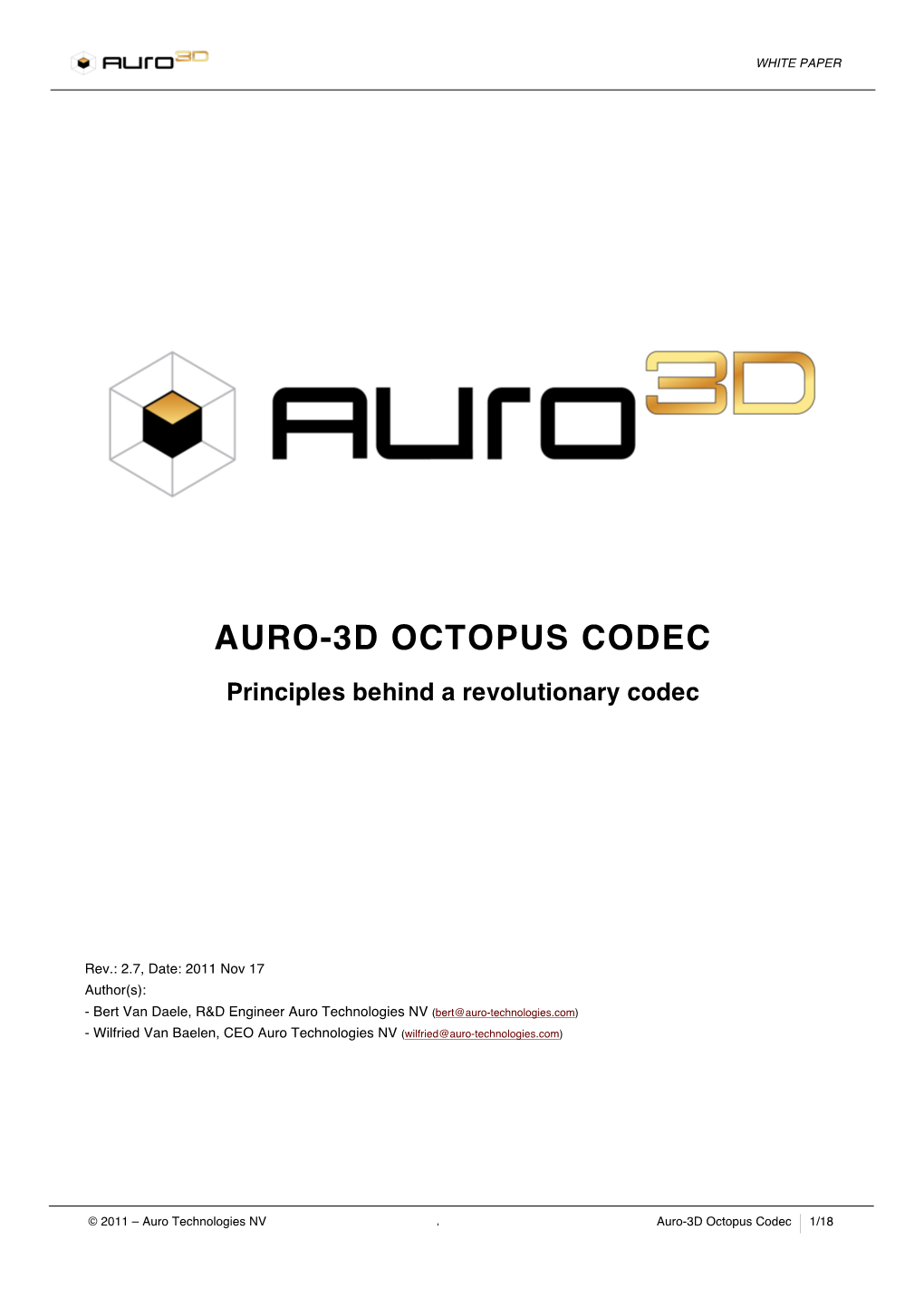 Auro3d Octopus White Paper, V2.7 20111117