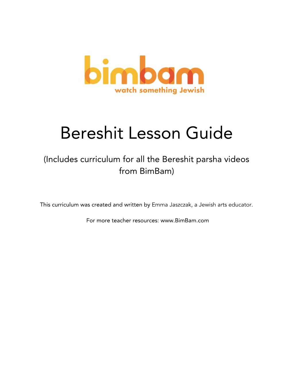 Bereshit Lesson Guide