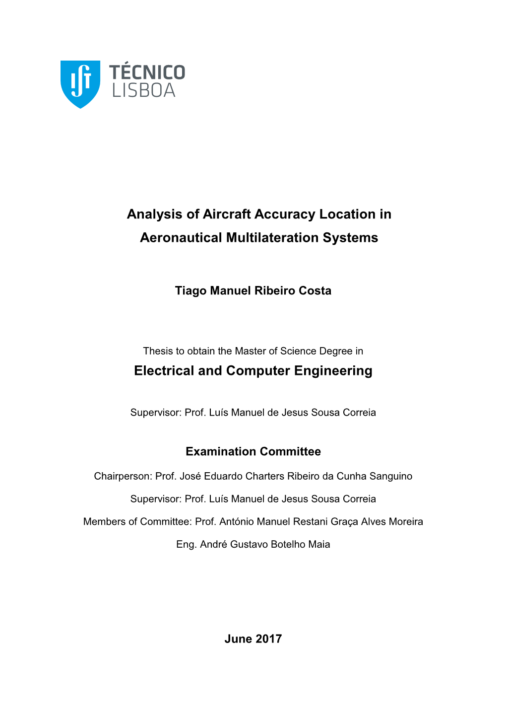 Analysis of Aircraft Accuracy Location in Aeronautical Multilateration Systems
