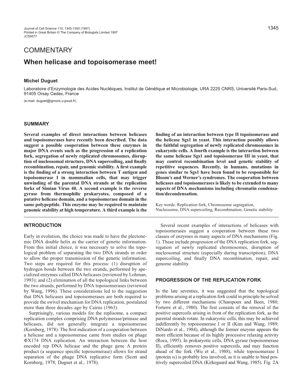 COMMENTARY When Helicase and Topoisomerase Meet!