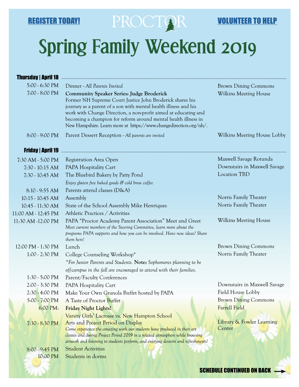Spring Family Weekend 2019