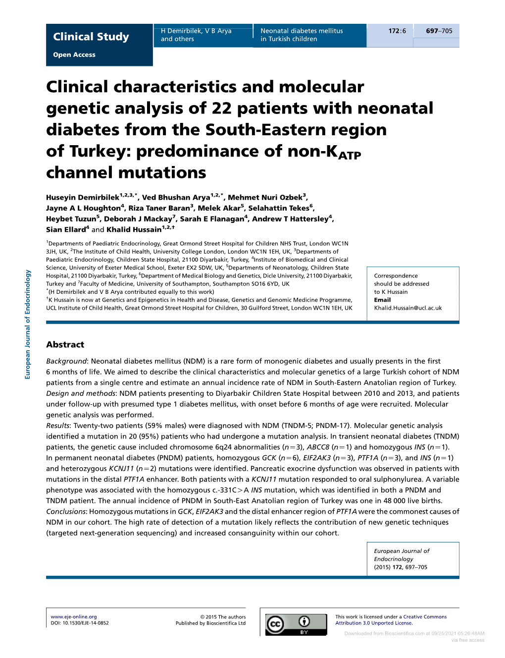 Clinical Characteristics and Molecular Genetic Analysis of 22 Patients with Neonatal Diabetes from the South-Eastern Region of T