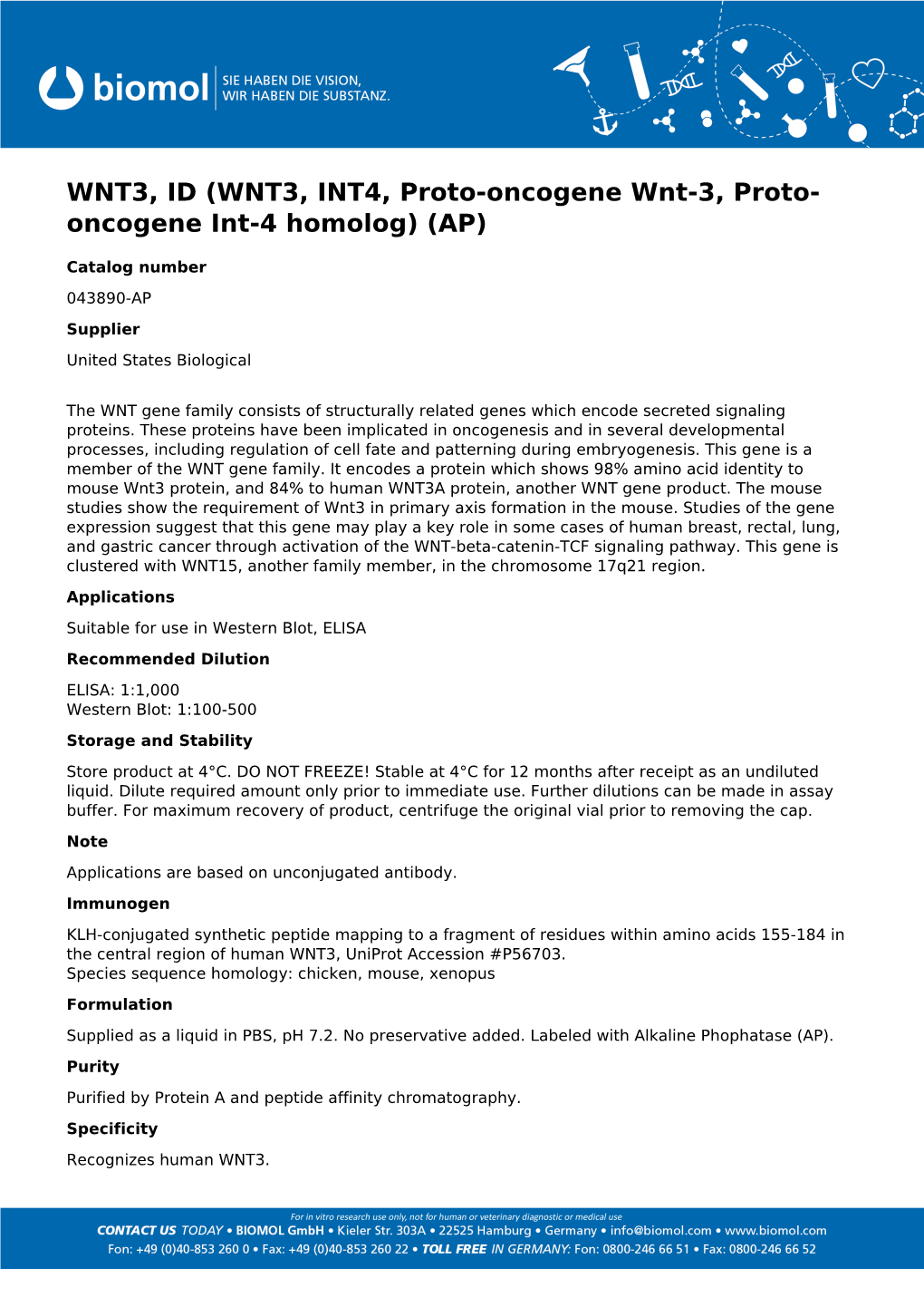 Usbiological Datasheet