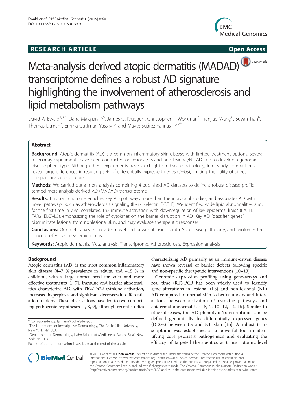 Meta-Analysis Derived Atopic Dermatitis