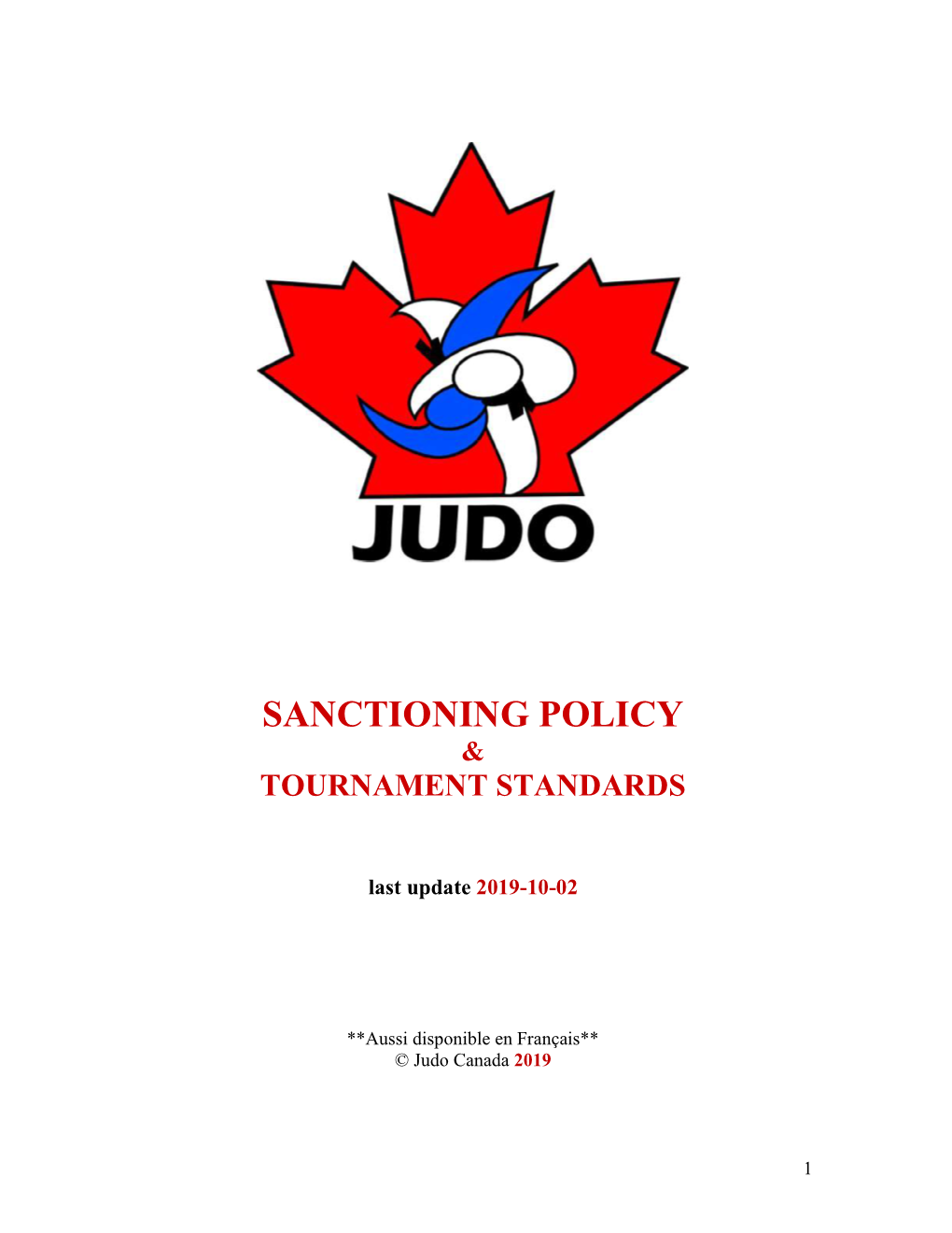 Sanctioning Policy & Tournament Standards