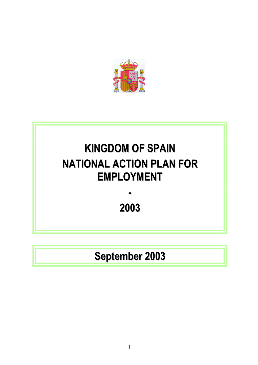 Kingdom of Spain National Action Plan for Employment 2003