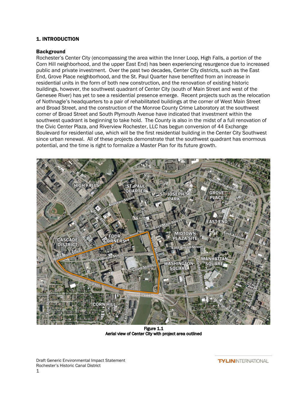 Draft Generic Environmental Impact Statement Rochester’S Historic Canal District 1