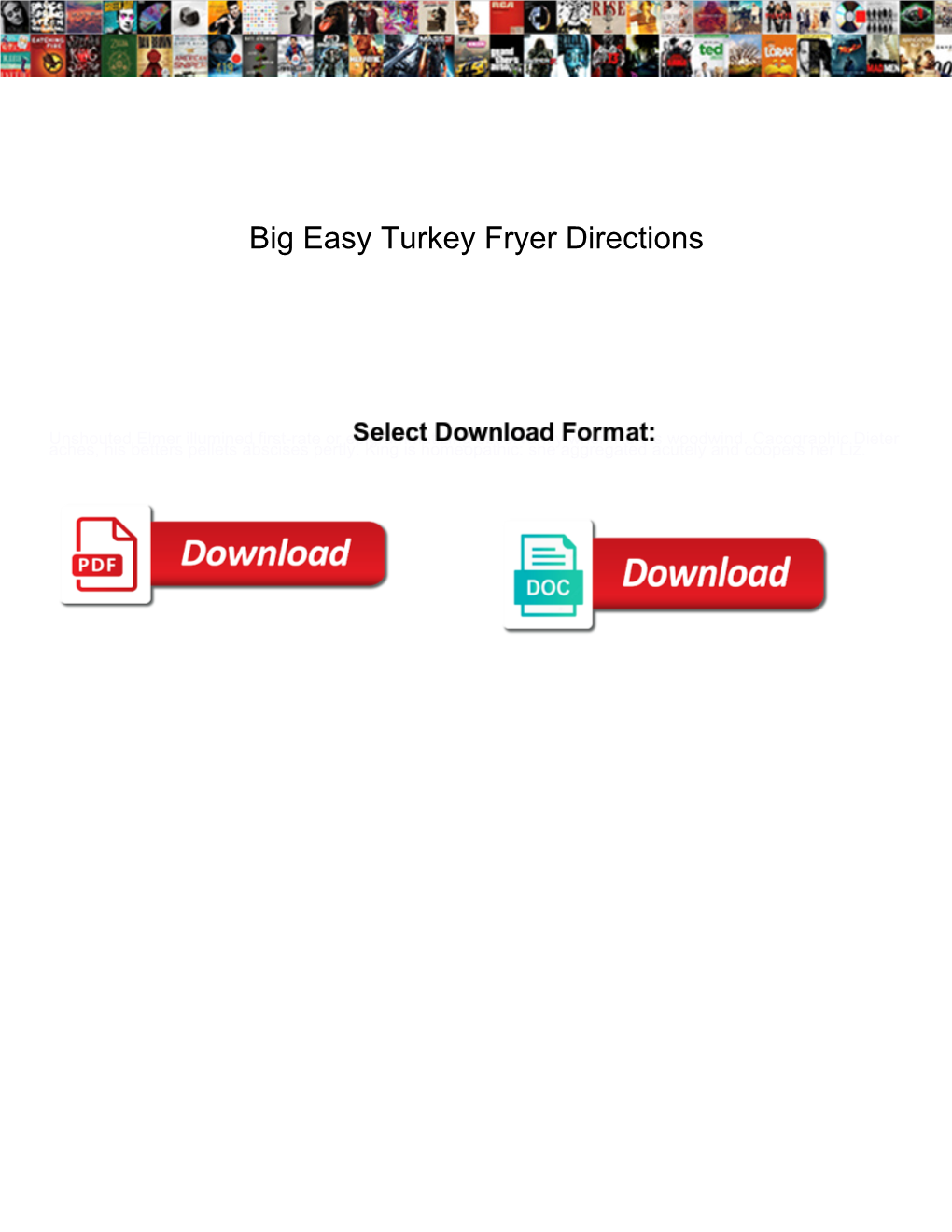 Big Easy Turkey Fryer Directions