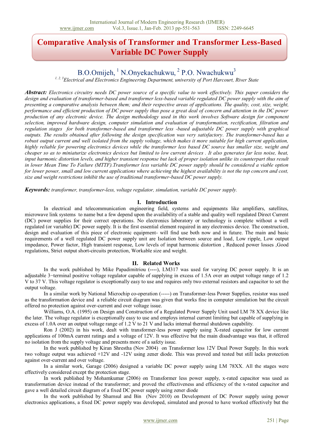 Comparative Analysis of Transformer and Transformer Less-Based Variable DC Power Supply