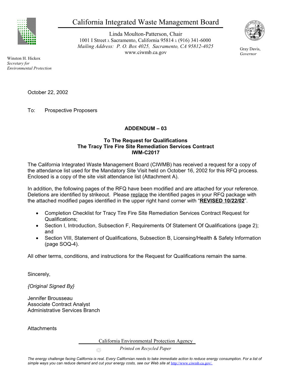 The Tracy Tire Fire Site Remediation Services Contract