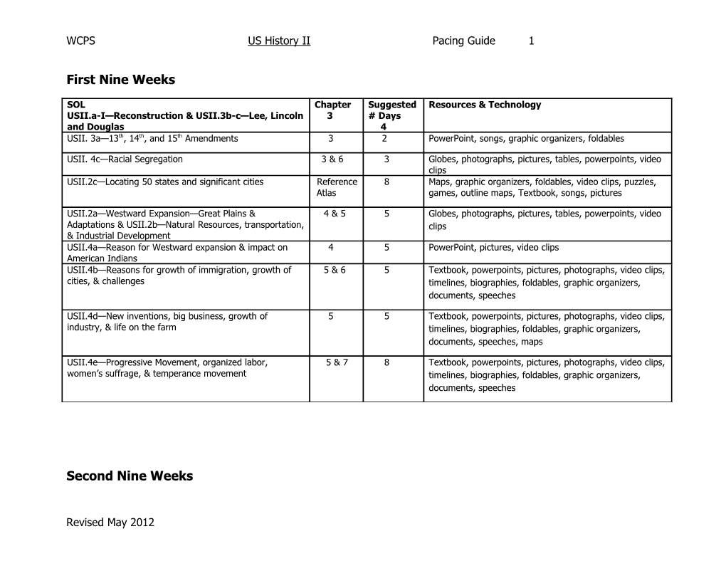 First Nine Weeks