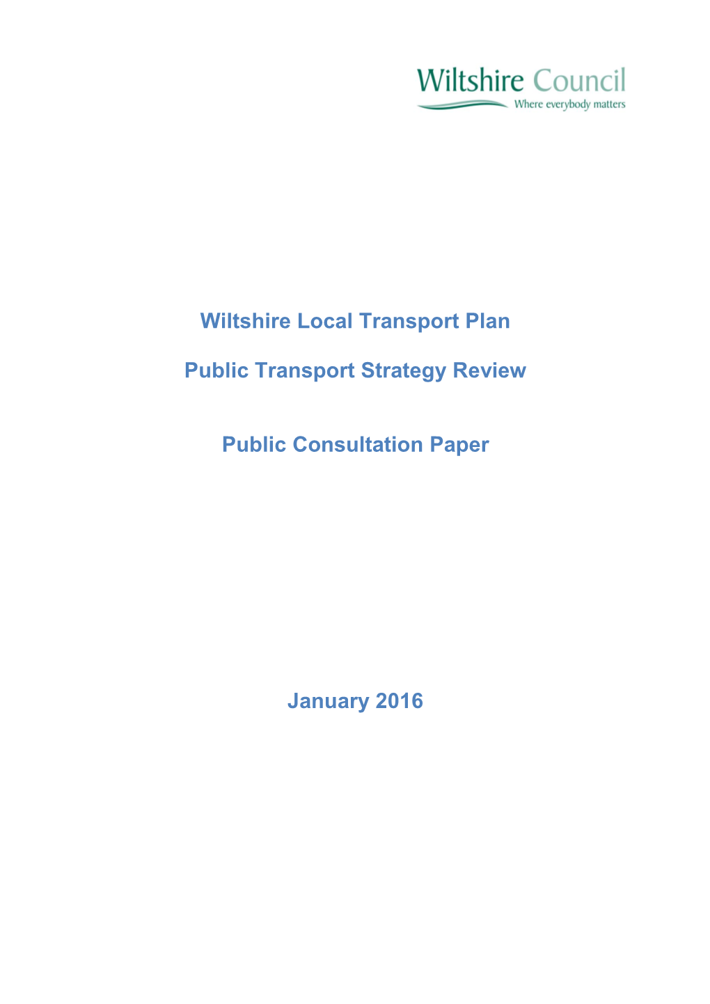 Wiltshire Local Transport Plan Public Transport Strategy Review Public