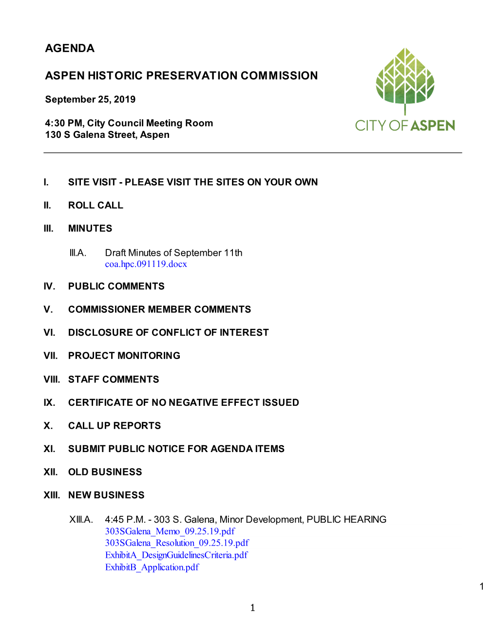 Agenda Aspen Historic Preservation Commission