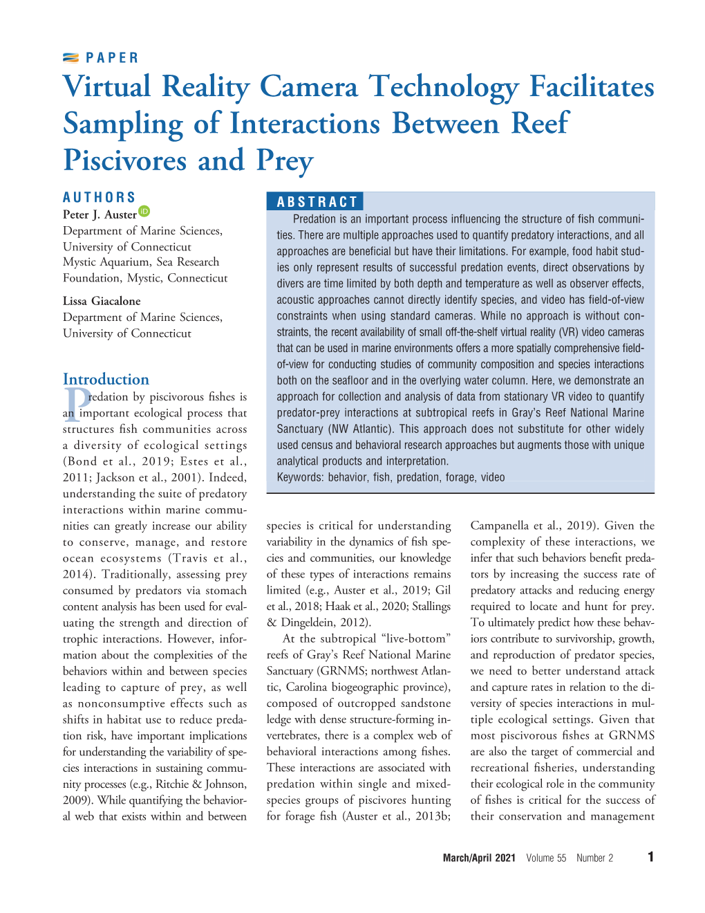 Virtual Reality Camera Technology Facilitates Sampling of Interactions Between Reef Piscivores and Prey