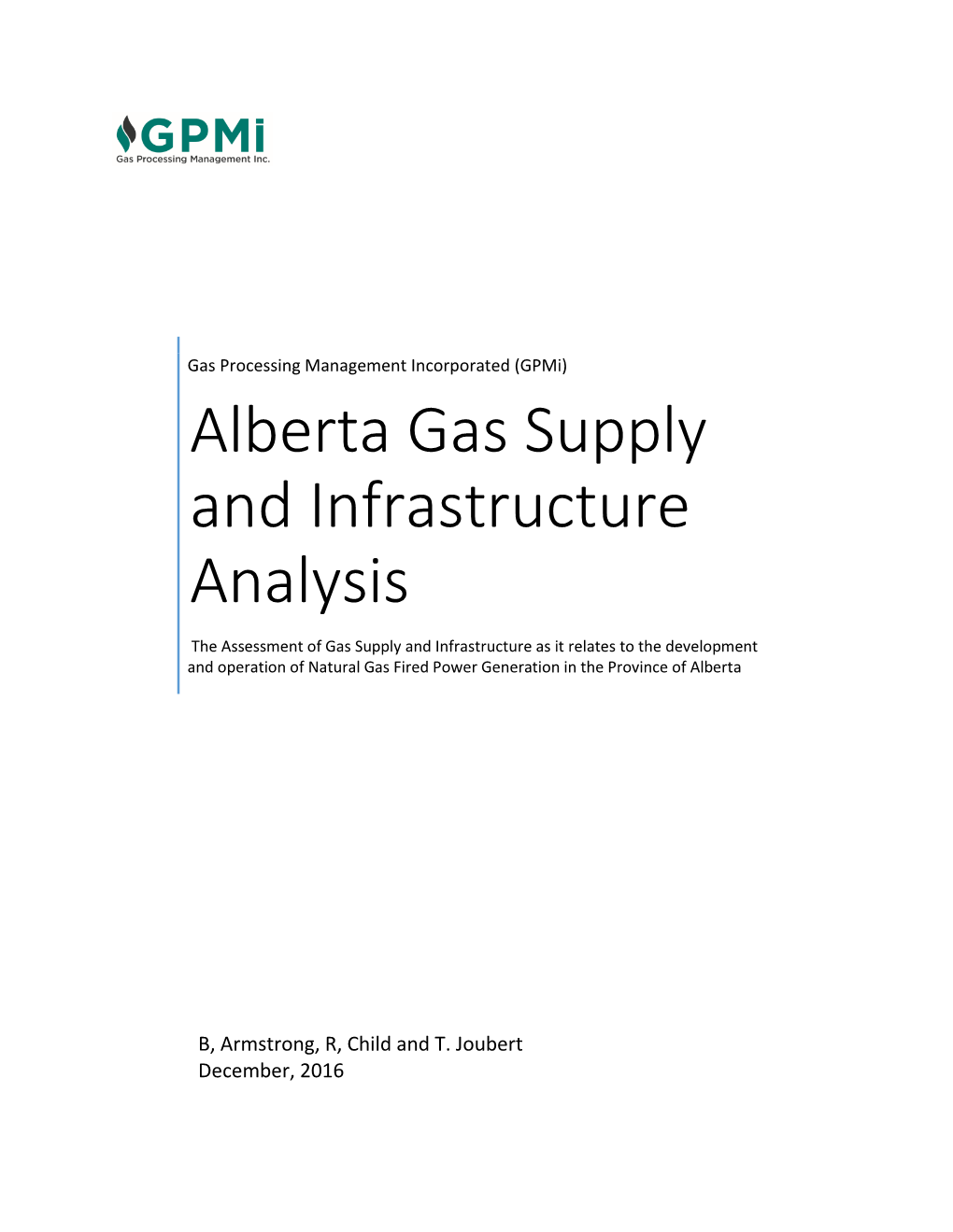Alberta Gas Supply and Infrastructure Analysis