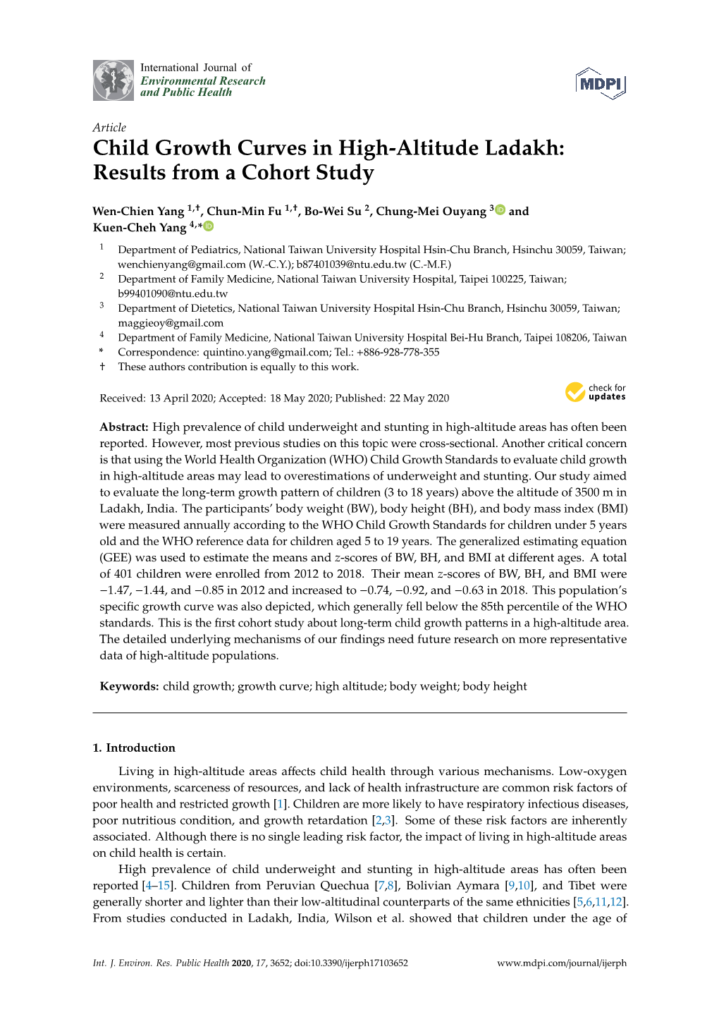 Child Growth Curves in High-Altitude Ladakh: Results from a Cohort Study