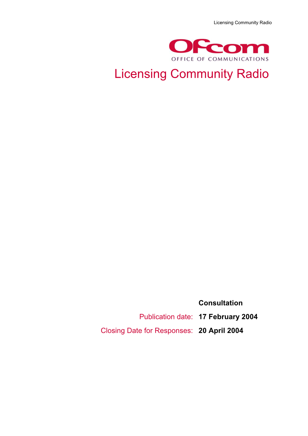 Licensing Community Radio